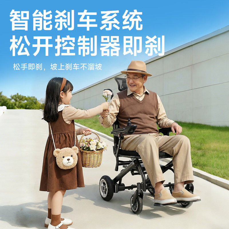 Ship from Taiwan, Lightweight Foldable Reclining Electric Wheelchair, Fully Smart Mobility Aid for Seniors